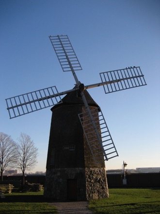 A windmill making absolutely no effort to catch the wind