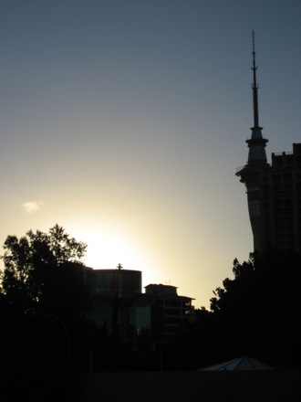 Sky Tower sunset, Auckland