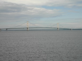 Macinac Bridge from the ferry to Mackinaw Island