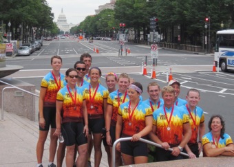 Cross country riders in the capital city
