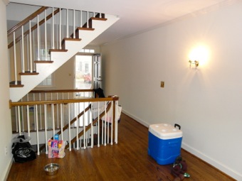 Stairs in the center of the room