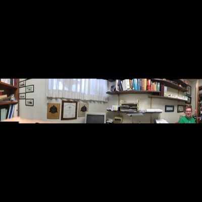 I let Dad take a panoramic photo of his office with my iPhone.