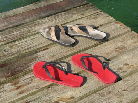 sandals on the dock