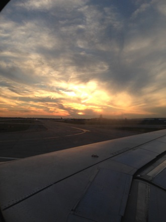 Detroit airport evening sky on takeoff