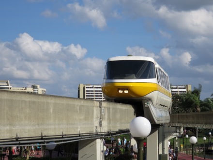 Yellow monorail zooming ahead