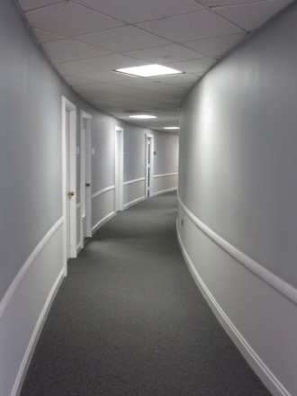 Curved hallway to the left