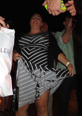 Jenna got her dress caught in the Bellagio escalator