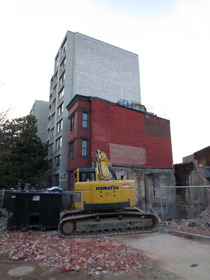 March 12, Tearing down the Caribou Coffee building on the northwest corner of 14th and Rhode Island Ave NW 2015