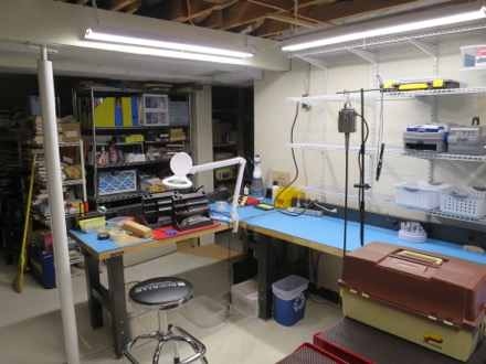 Dad set up a nice workbench in the basement for Jim