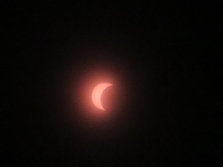 Sun looked red or orange through the eclipse glasses
