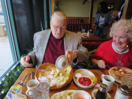 Grandpa thinks he can finish the German Pancake