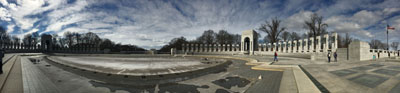 A panoramic of the World War II Memorial