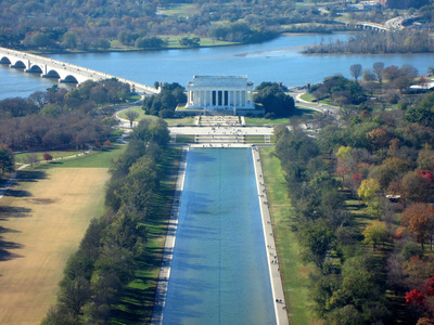 To the West is the Lincoln Memorial...