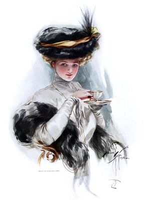 In Teacup Times by Harrison Fisher 1908, a New York artists working for Cosmopolitan