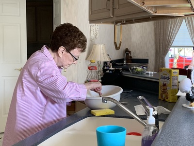 The next morning, Grandma whipped up some waffles for breakfast.