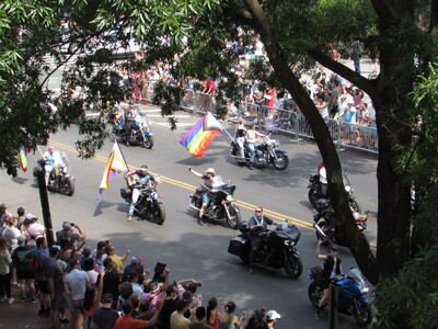 The parade always starts with dykes on bikes