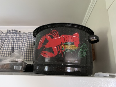 Lobster pot above the fridge
