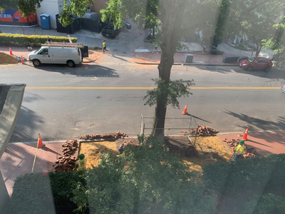 Today, they started on the bricks on our side of the street. 9AM 9/12/2023