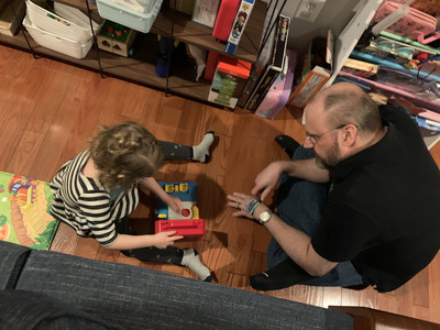 Uncle Bill and Everly playing