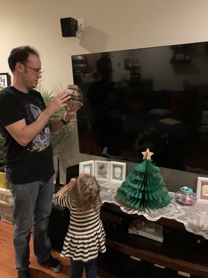 Garrett inspects the terrarium