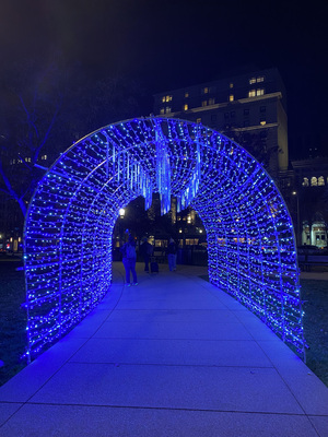 Tunnel of blue lights