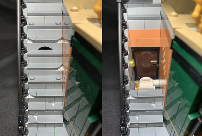 Removable section to reveal bathroom under the stairs