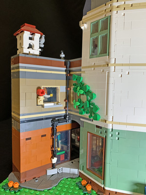 Rear view with carrier pigeon mailbox for furniture orders